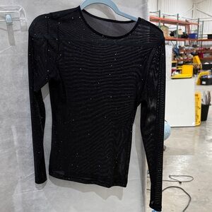 Black Sheer Long Sleeve Top